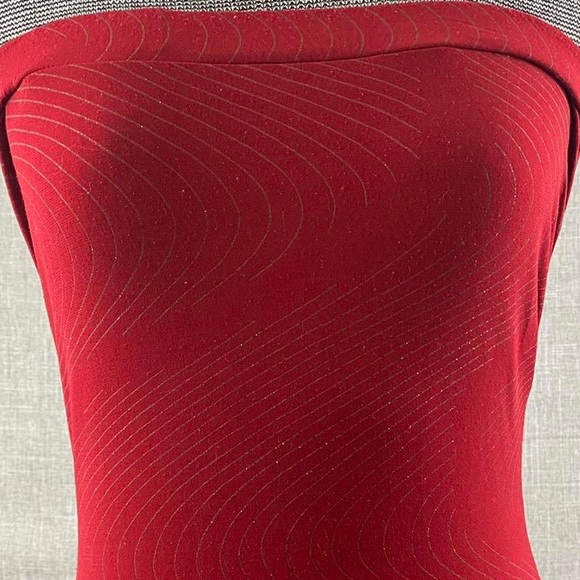 Y2K Red Sparkly Strapless Dress - Picture 2 of 4